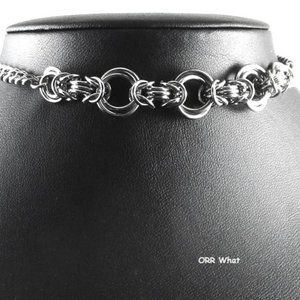 O Rings Choker Endless Knots Chain Maille Links Stainless Steel Necklace Unisex